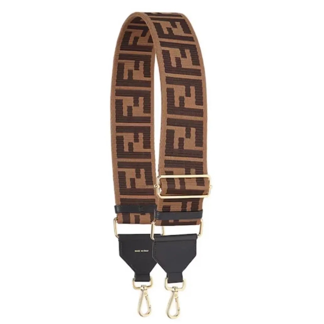 Fendi FF Logo Adjustable Strap Brown Made in Italy