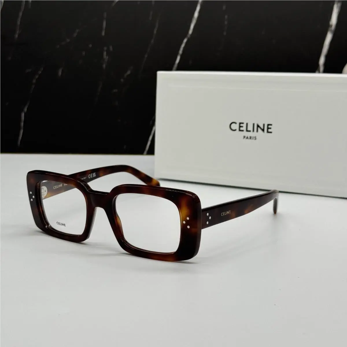 Celine CL50163I 053 Square Havana Brown Women Eyeglasses Celine