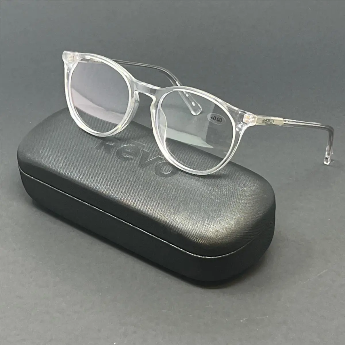 Revo Ace RE9001-109 Clear Crystal Men`s Round Eyeglasses 50mm Optical Frame
