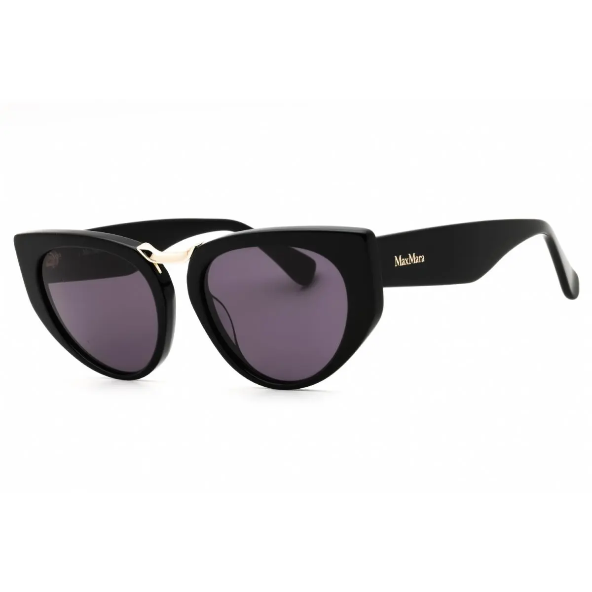 Max Mara MM0093 01A Black Gold Gray Lens Women`s Sunglasses 54-18-140 W/case