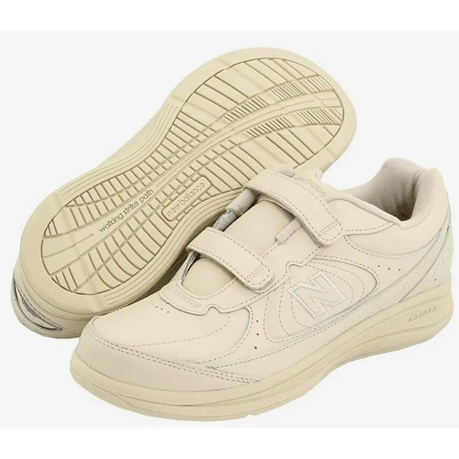 New Balance Women 6 M Beige Leather Walking Shoes Sneaker Comfort Hook Loop