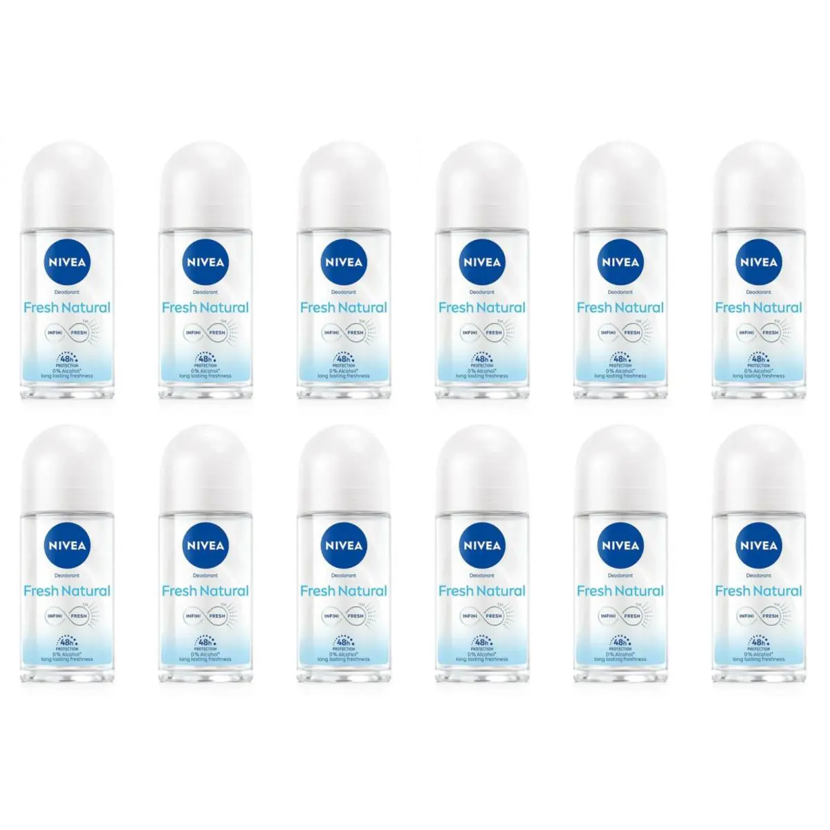 Nivea Fresh Natural Infini-fresh Roll-on Deodorant Antibacterial 48 Hr.50ml 12Pk