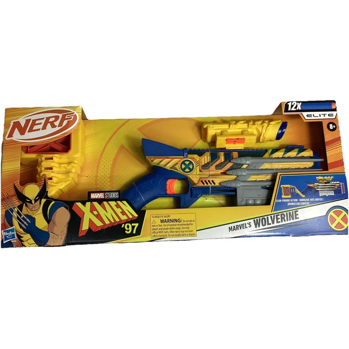 Nerf Marvel Wolverine Blaster w/ Scope Dart Storage +12 Elite Darts