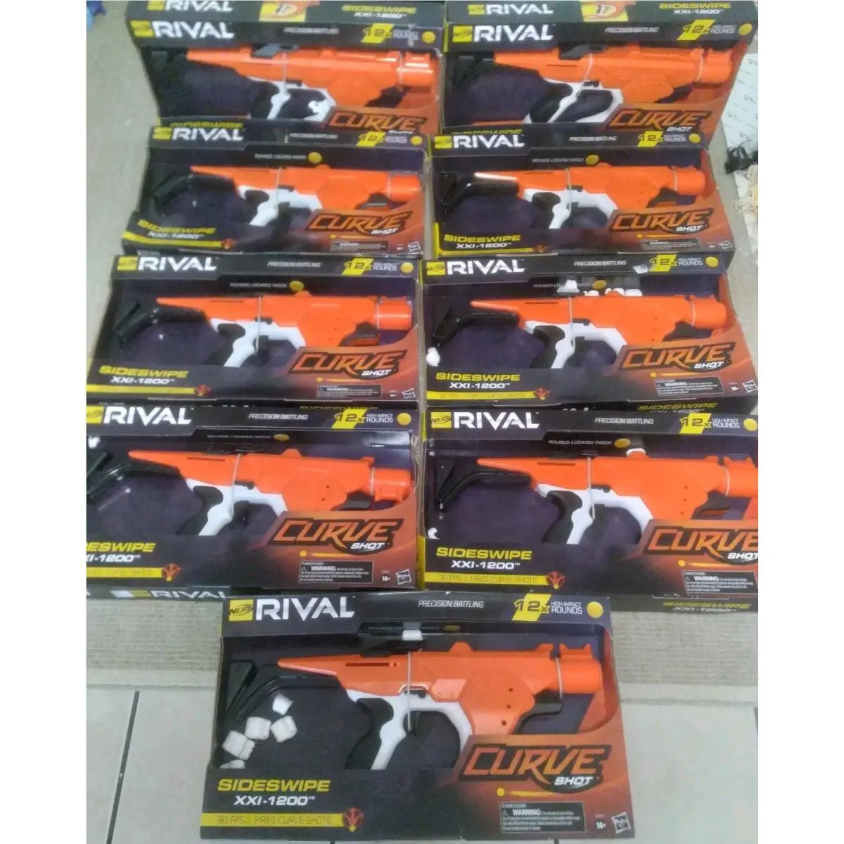 9 Nerf Rival Curve Shot Sideswipe XXI-1200 Blaster 12 Rounds 90 Fps