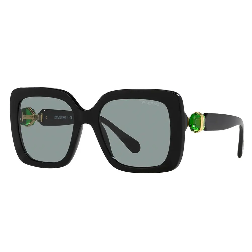 SK 6001 1001/1 Black Plastic Square Sunglasses Grey Lens by Swarovski