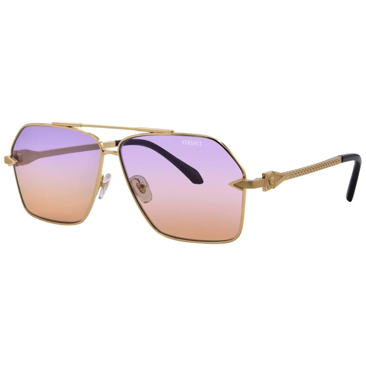 Versace VE2284 10026G Sunglasses Men`s Gold/grey/silver Mirror Square Shape 63mm