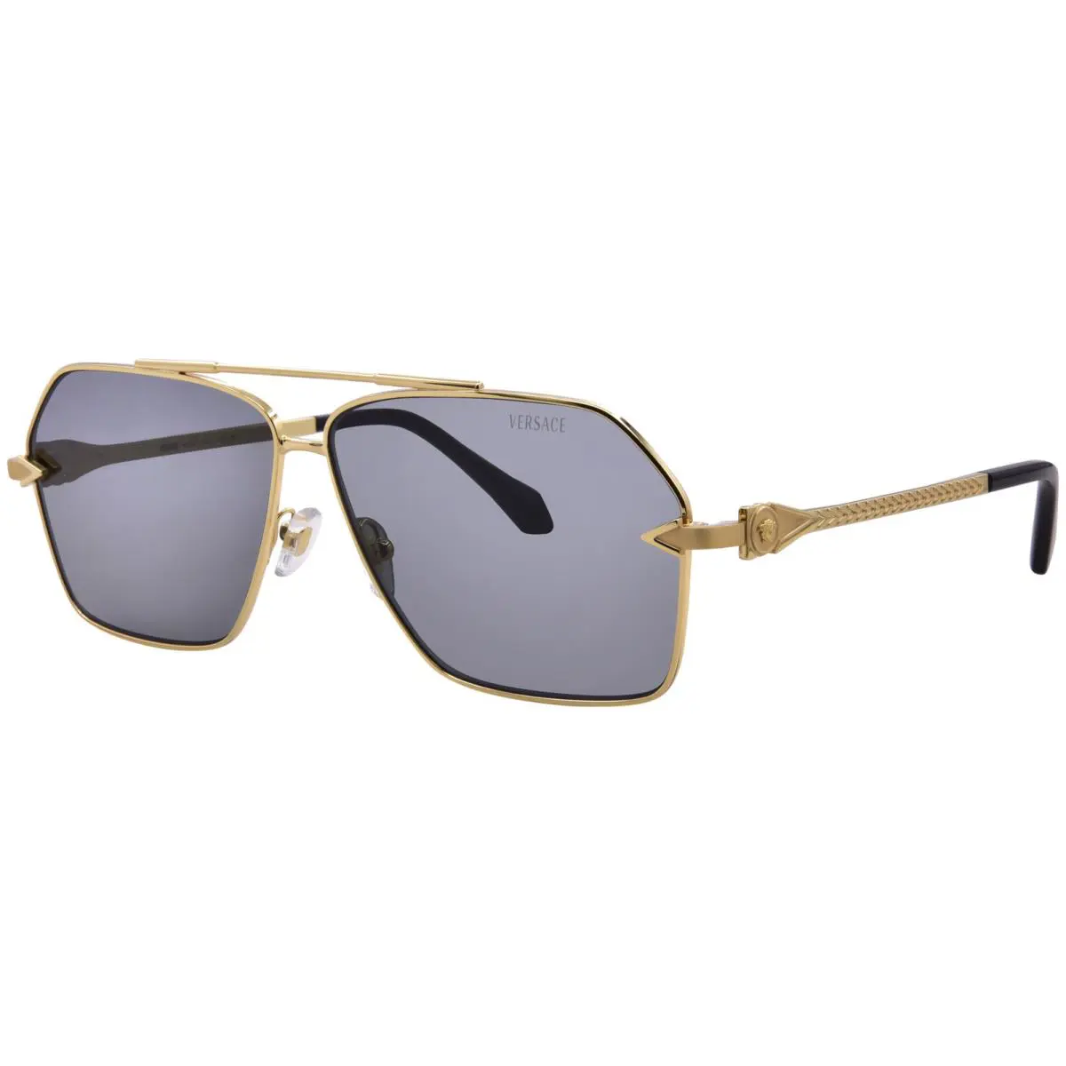 Versace VE2284 100287 Sunglasses Men`s Gold/dark Grey Square Shape 63mm