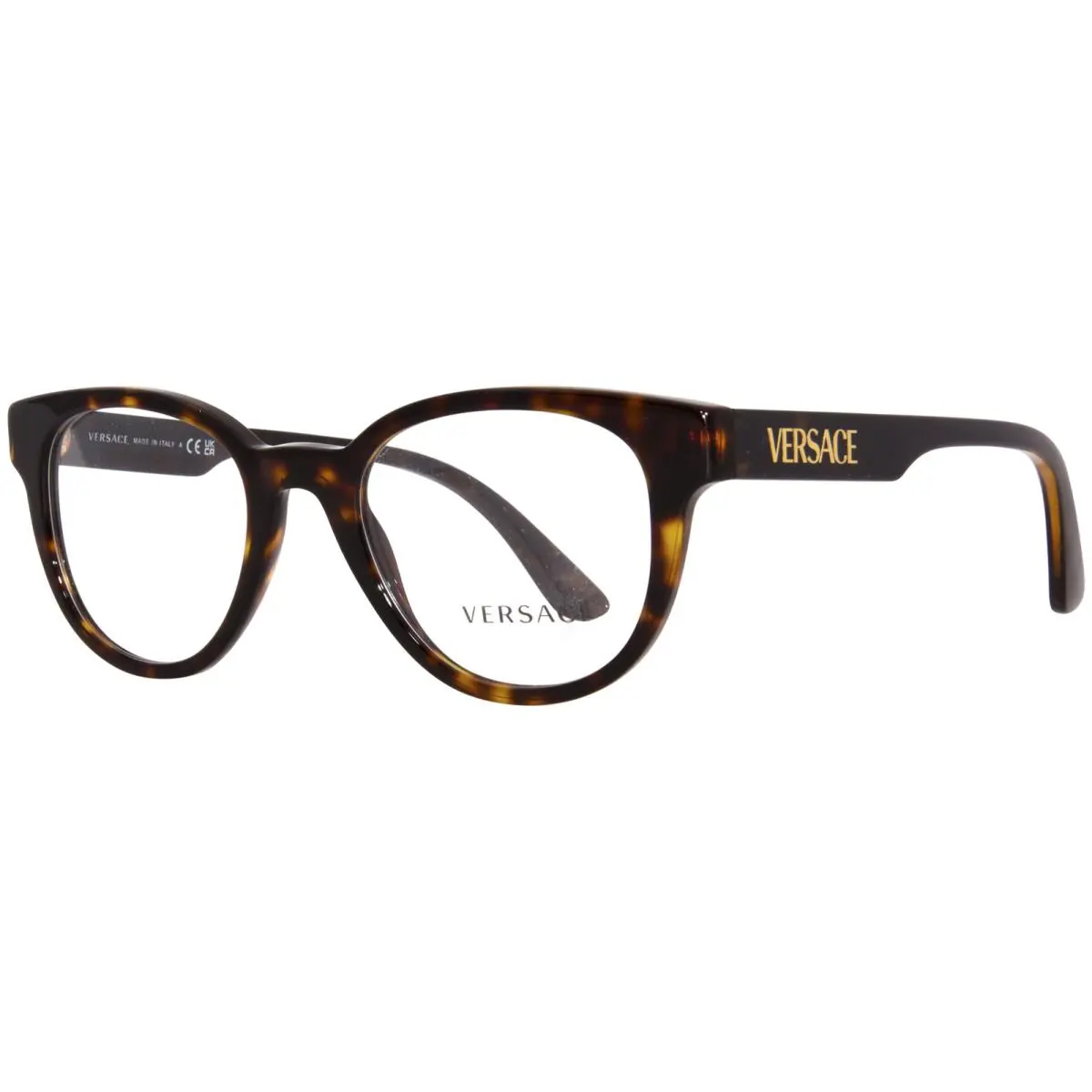 Versace 3317 108 Eyeglasses Frame Men`s Havana Full Rim Round Shape 51mm