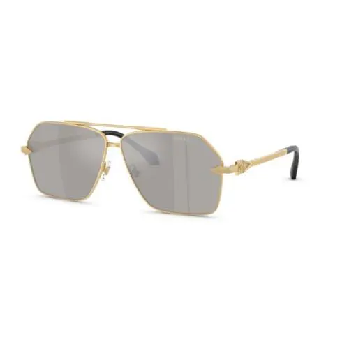 Versace 0VE2284 10026G Gold/light Grey Mirror Silver Square Men`s Sunglasses