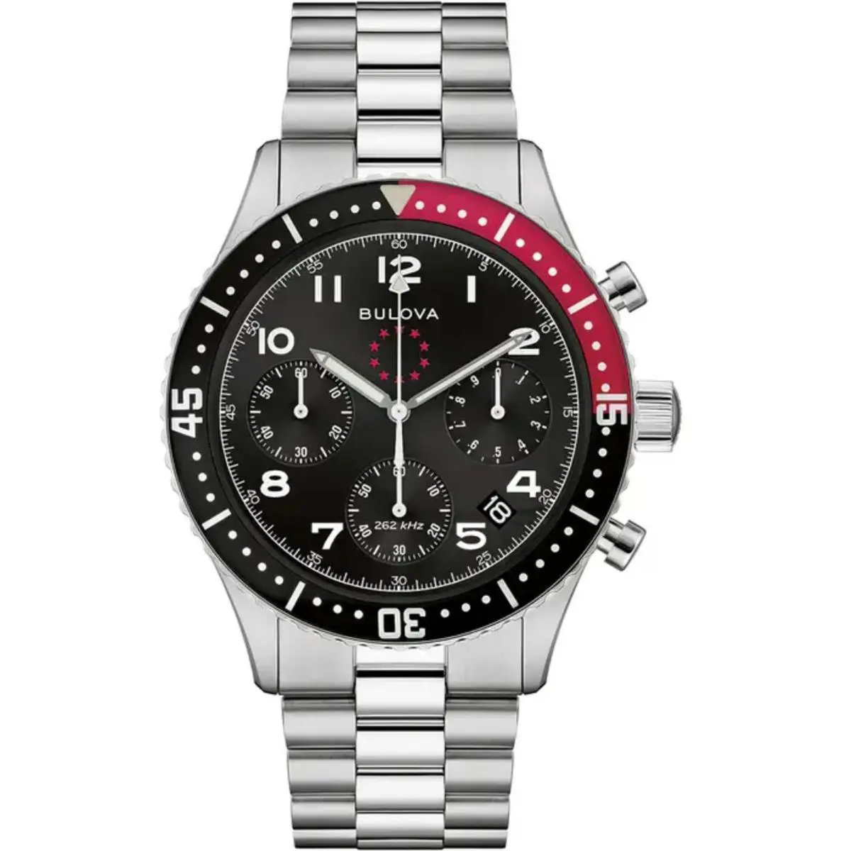 Bulova Men`s Watch Marine Star Heritage Quartz Chrono Silver Bracelet 98B451
