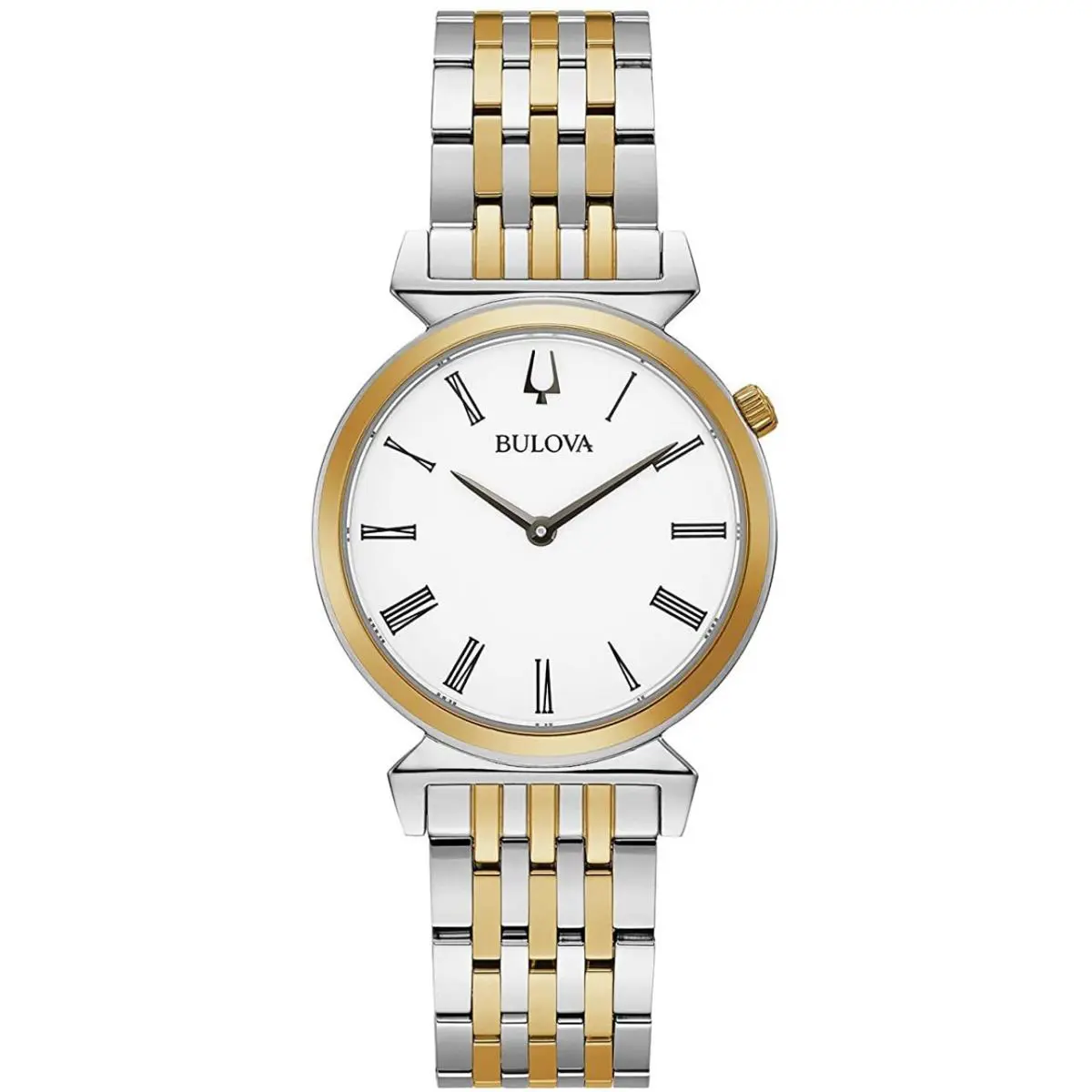 Bulova 98L264 Regatta Slim White Dial Steel Gold Silver Tone Ladies Watch - Dial: White, Band: Gold & Silver, Bezel: Gold