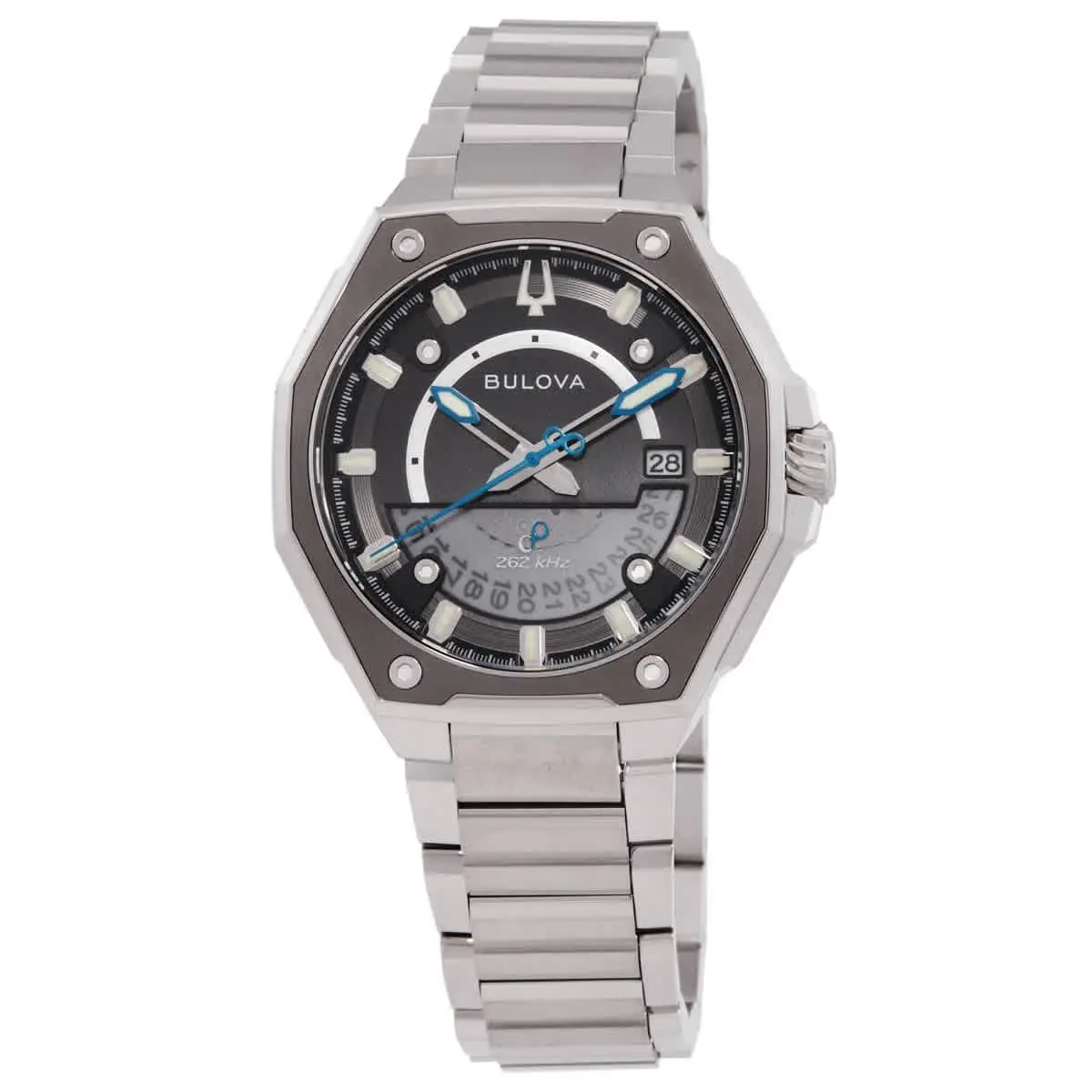 Bulova Series X Quartz Black Dial Men`s Watch 98B456 - Dial: Black, Band: Silver-tone, Bezel: Silver-tone