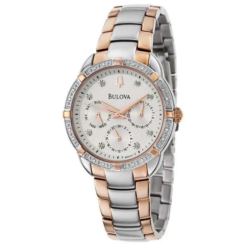 Bulova 98R177 Diamond Stainless Steel Rose Gold Silver Tone Ladies Watch