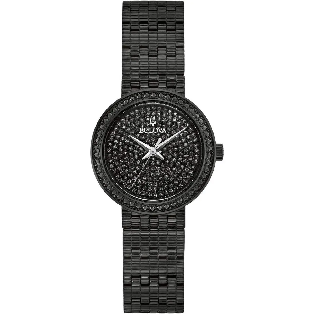 Bulova Women`s 98L279 Black Stainless Steel 278 Swarovski Crystals Watch - Dial: Black, Band: Black, Bezel: Black