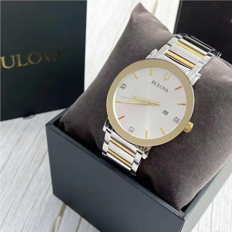 Bulova Modern Futuro 98D151 White Dial/gold Men`s Quartz Daiamond Watch 42mm