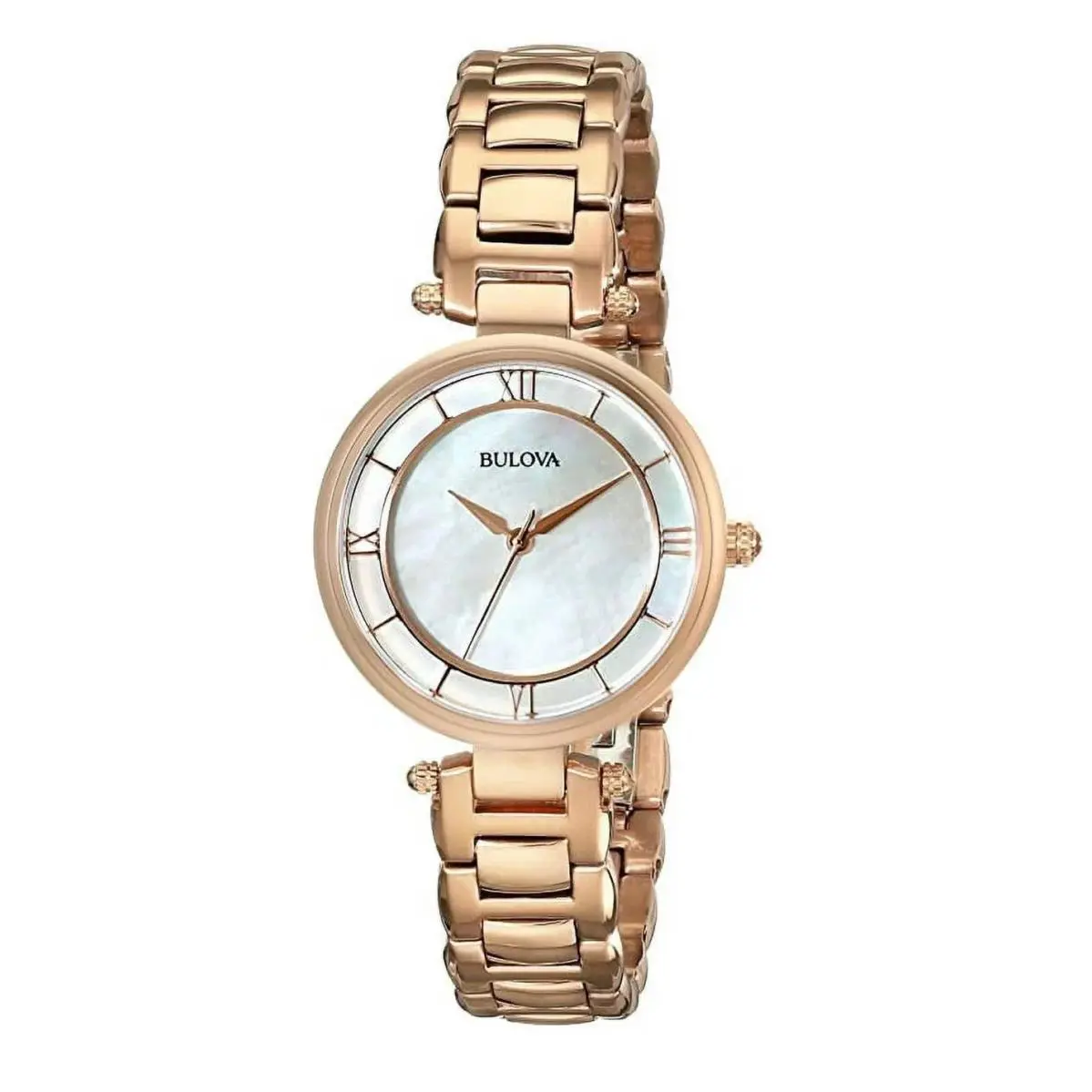 Bulova 97L124 Mother of Pearl Dial Rose Gold Tone Stainless Steel Ladies Watch