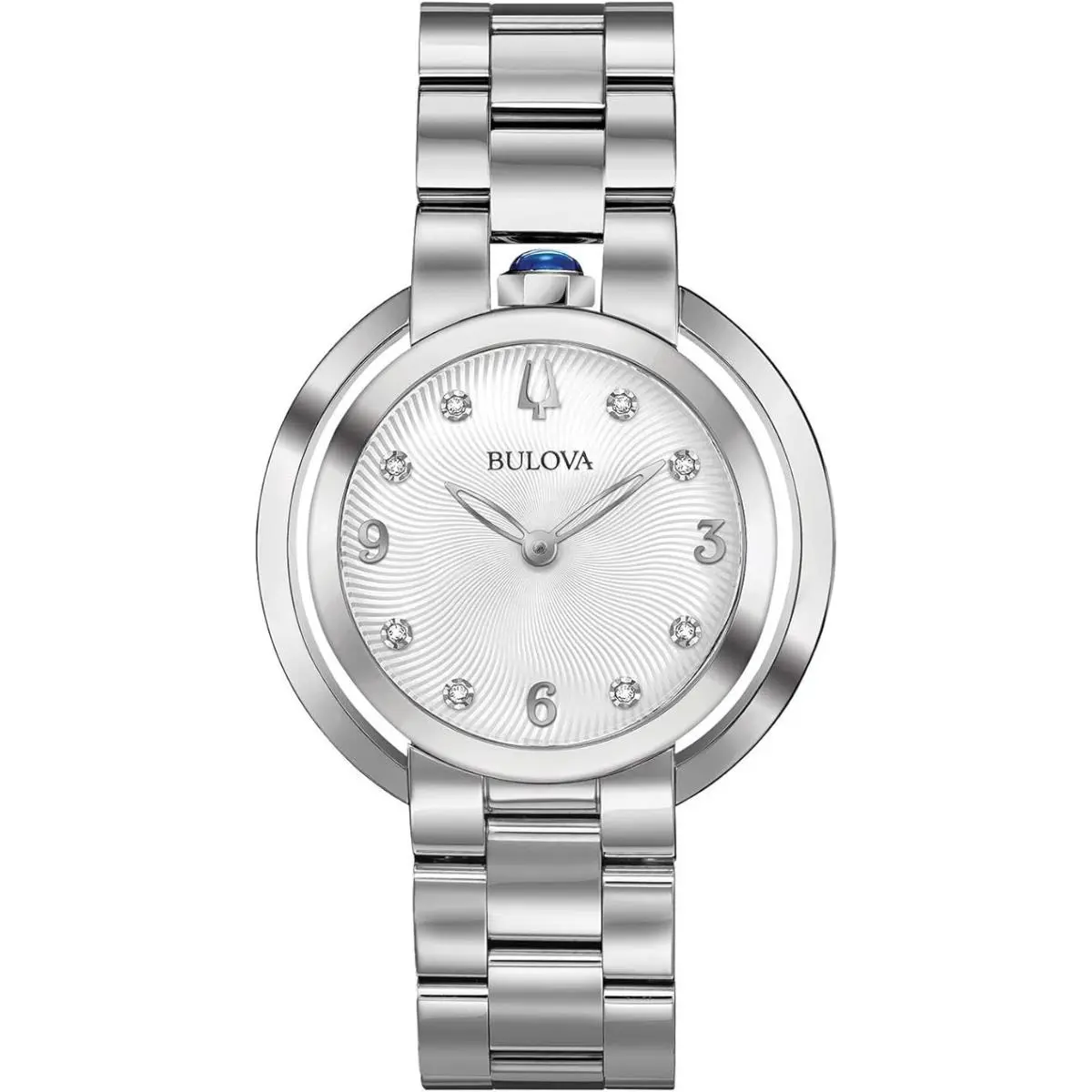 Bulova 96P184 Rubaiyat Collection Diamond Dial Stainless St. Ladies Watch - Dial: Silver, Band: Silver, Bezel: Silver
