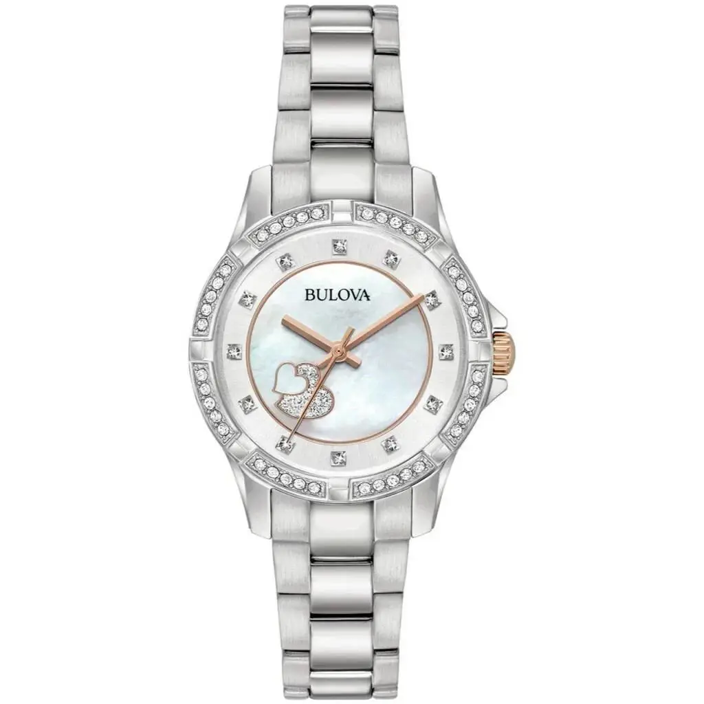 Bulova 98L232 Swarowski Crystal Mother-of-pearl Dial Stainless St. Ladies Watch