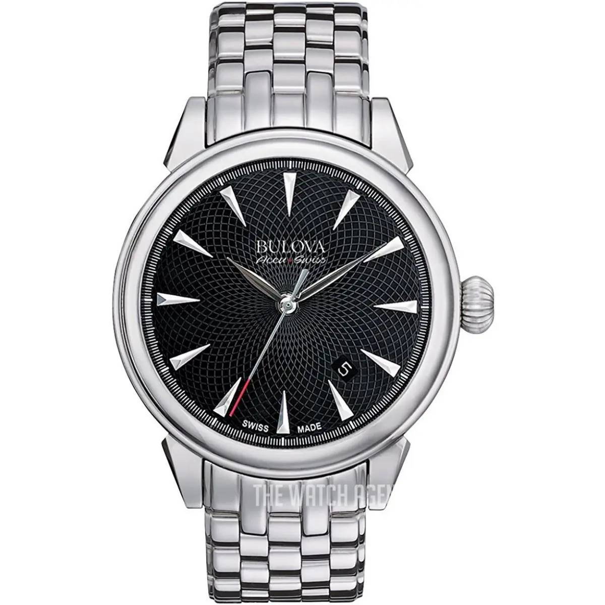 Bulova Gemini Black Dial Stainless Steel Automatic Men`s Watch 63B174 - Dial: Black, Band: Silver, Bezel: Silver