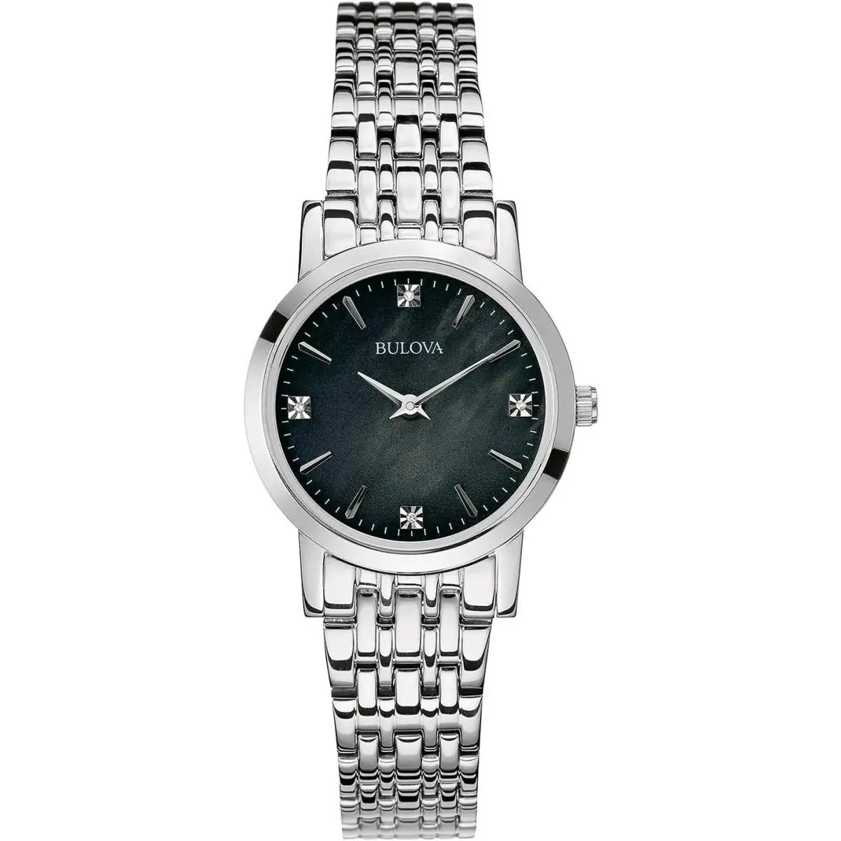 Bulova 96P148 Diamond Accent Black Mother-of-pearl Dial Stainless Ladies Watch