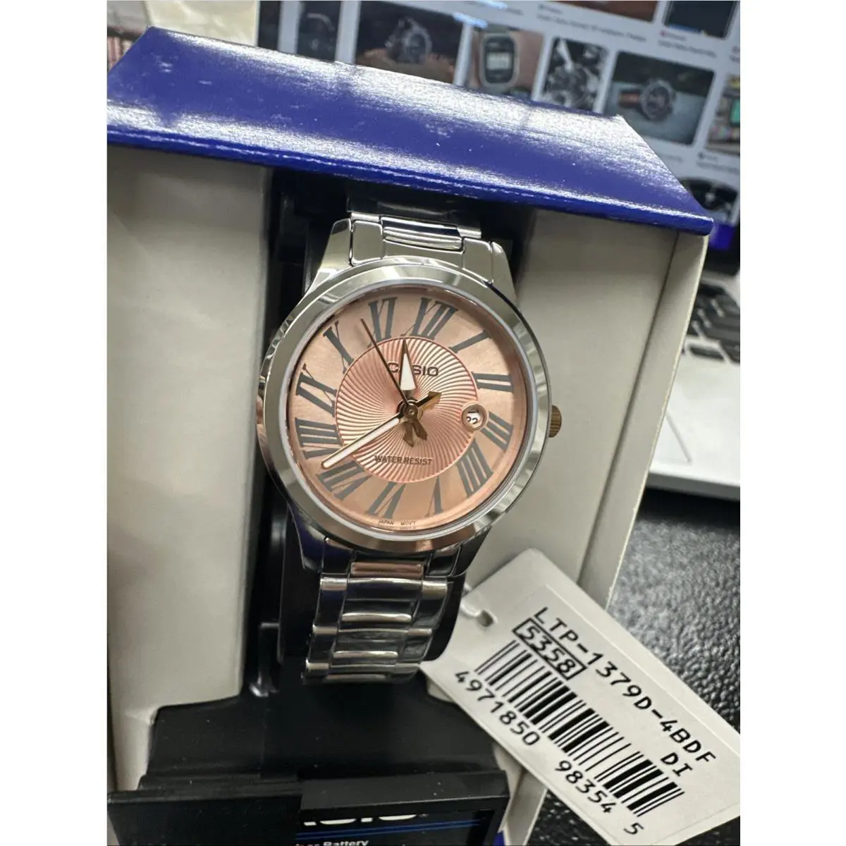 Casio LTP-1379D-4B Ladies Rose Gold Dial Stainless Steel Watch
