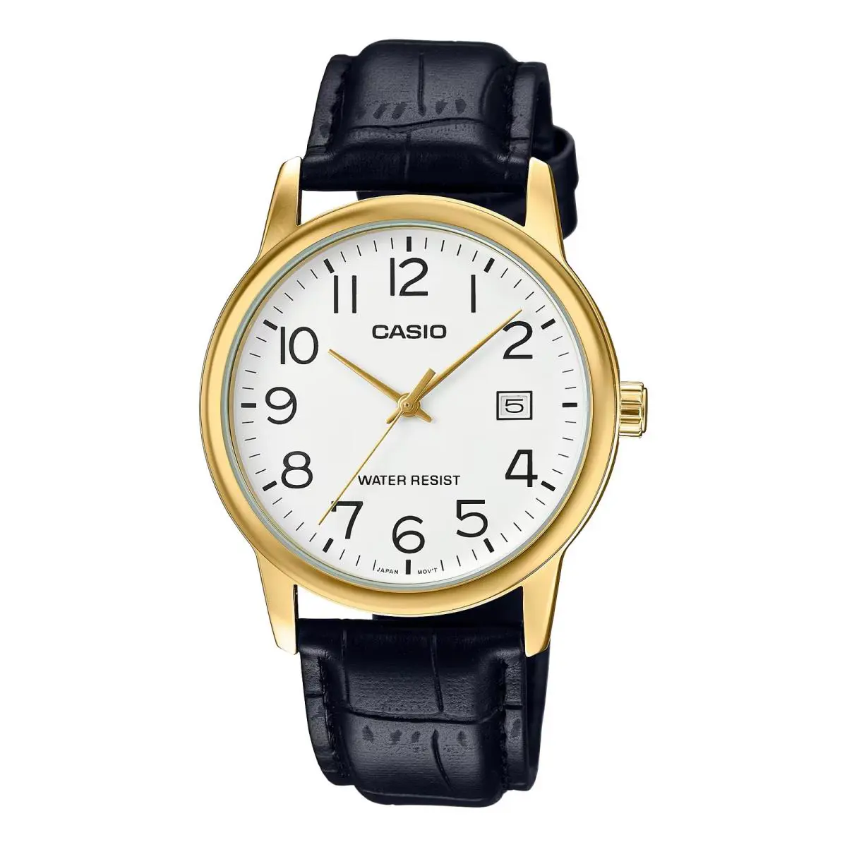 Casio Men’s White Dial Gold-tone Leather Analog Watch - MTP-V002GL-7B2UDF