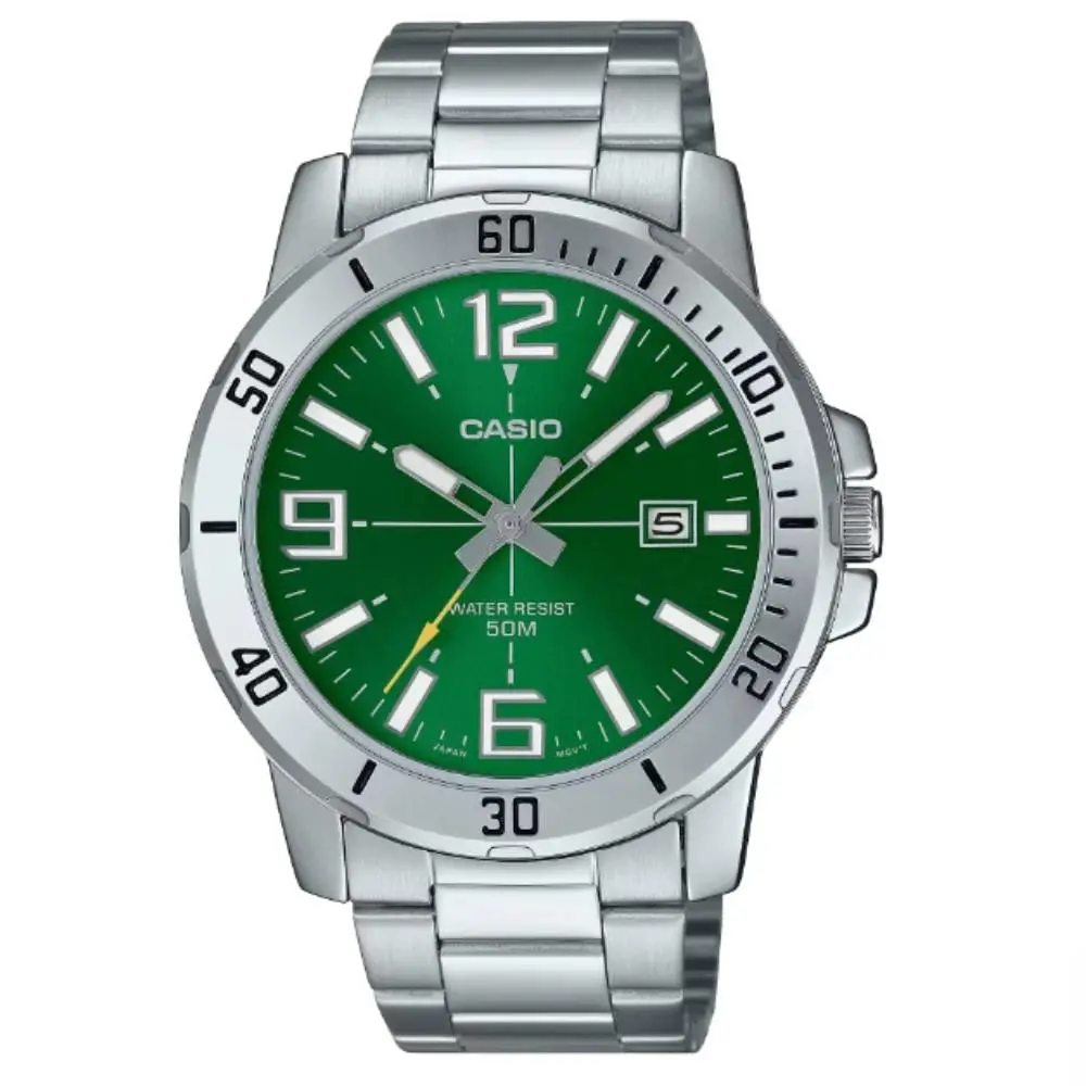 Casio Men`s Analog Sporty Stainless Steel Band Watch MTPVD01D-3B MTP-VD01D-3B
