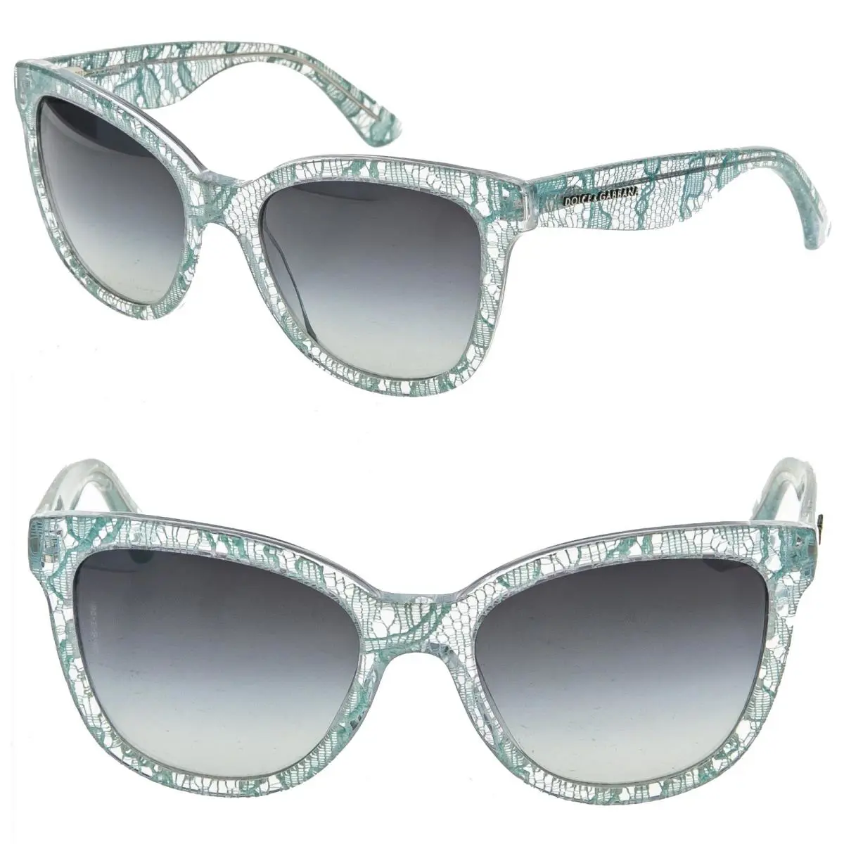 Dolce Gabbana DG4190 4190 Blue Lace Crystal Acetate Butterfly Fashion Sunglass