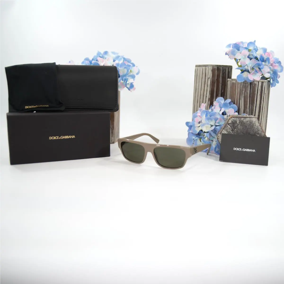 Dolce Gabbana DG4455 Khaki Gunmetal Logo Acrylic Sunglasses Case