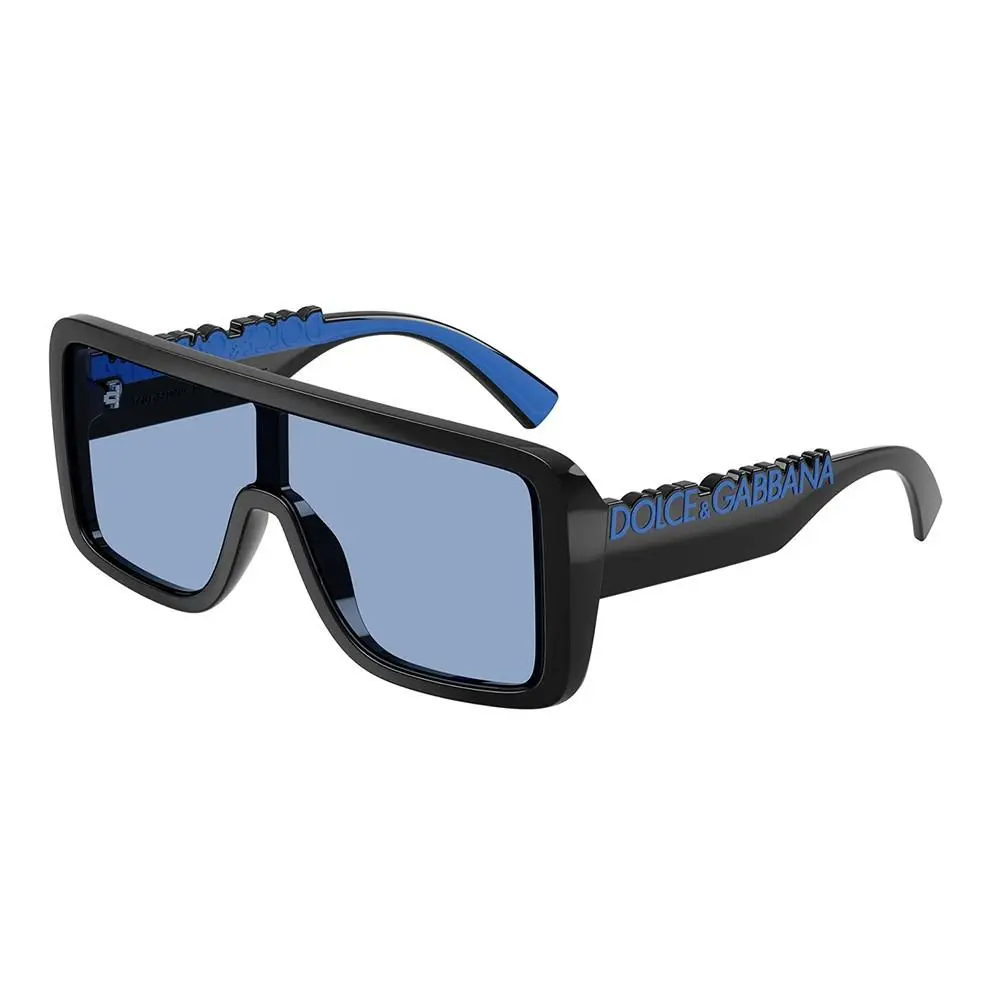 Dolce Gabbana DG 6204 501/80 Black/blue Plastic Rectangle Sunglasses Blue Lens