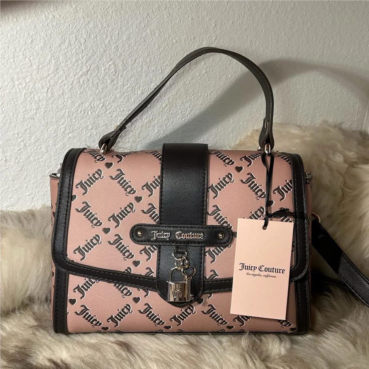 Juicy Couture Locked In Flap Satchel / Crossbody - Pecan Chocolate