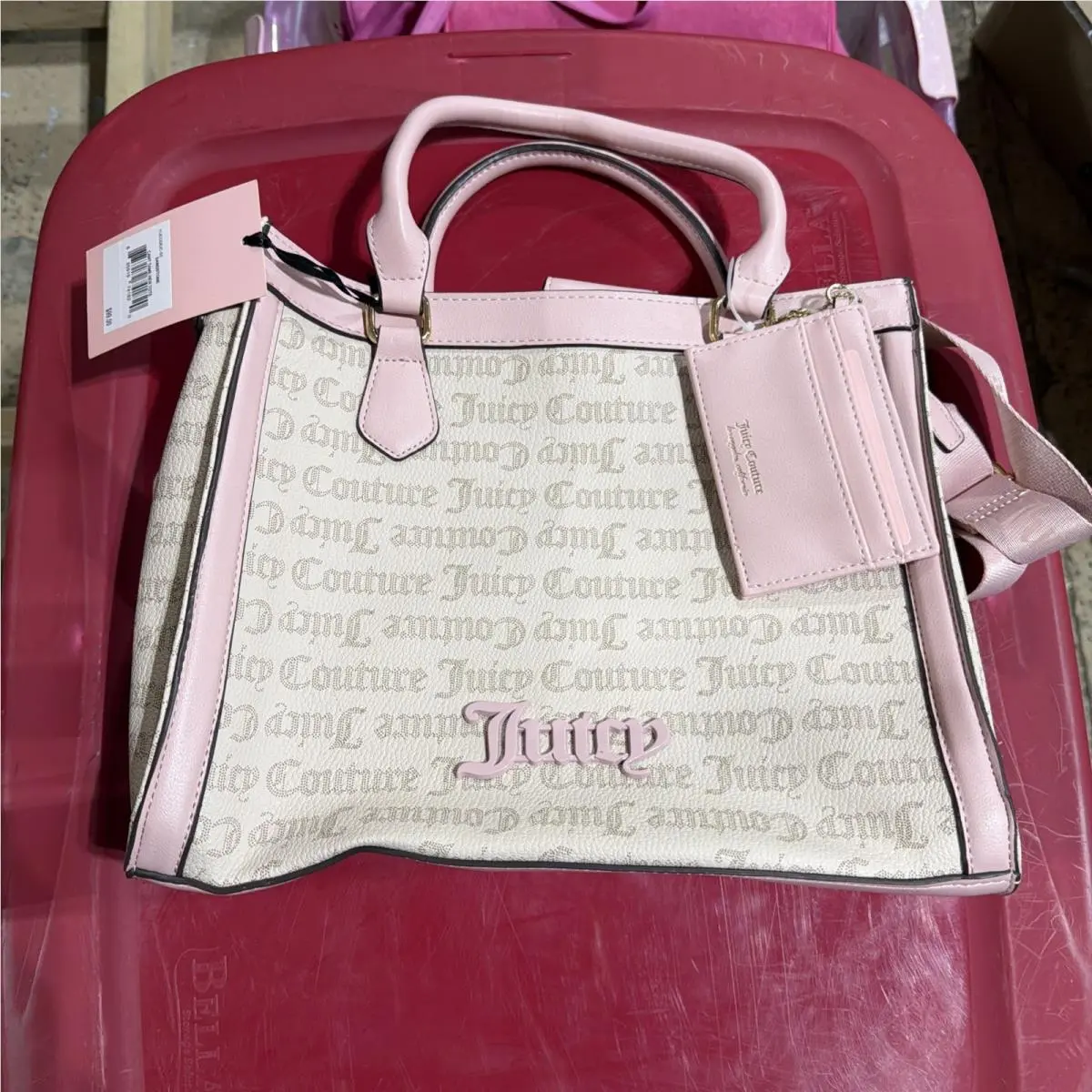 Juicy Couture Bag W/logo Can’t Tame Her Tote - Sandstone/pink