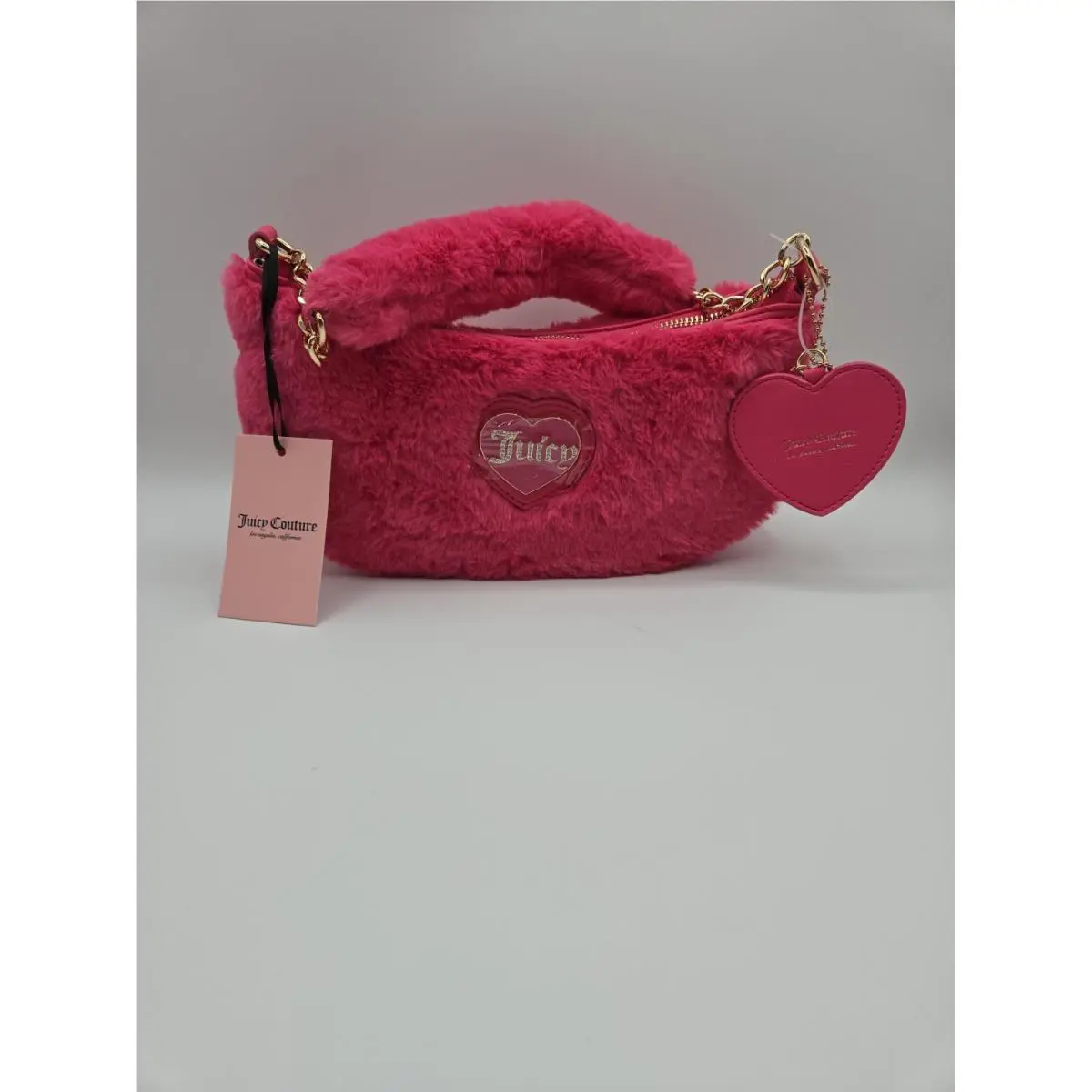 Juicy Couture Pink Flash Fur Juicy Warm Up Shoulder Bag Fuzzy Cute