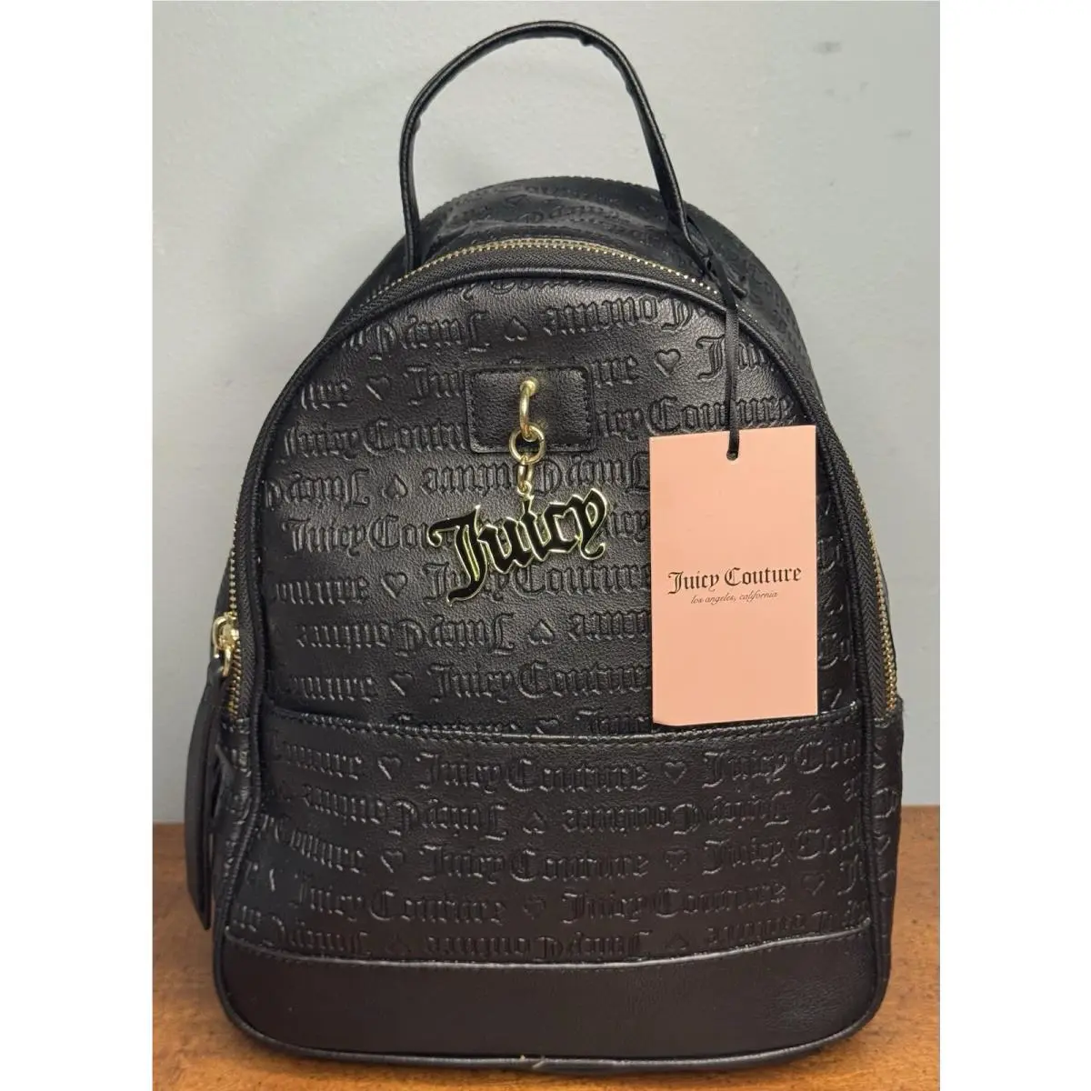 Juicy Couture Black Heart Soul Deboss Two Times The Charm Backpack Small