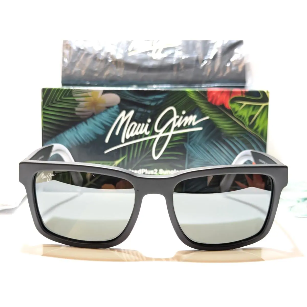 Maui Jim Stone Shack Black W/grey Tips Polarized Grey Lens Sunglasses 862-02