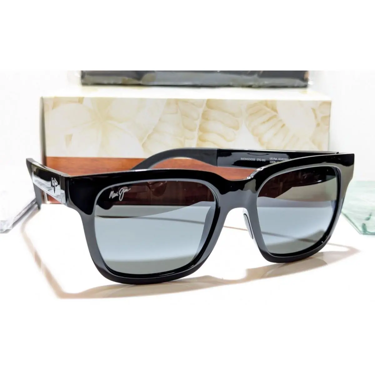 Maui Jim Mongoose Unisex Black Polarized Neutral Grey Lens Sunglasses 540-02