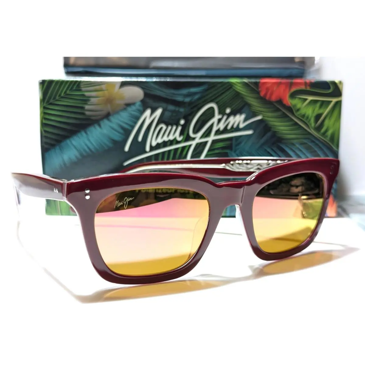 Maui Jim MJO2216-07F Shiny Magenta Red Polarized Maui Sunrise Lens Sunglass