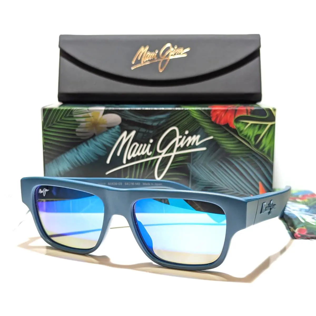 Maui Jim Kokua Matte Blue Polarized Blue Hawaii Lens Sunglasses B638-03