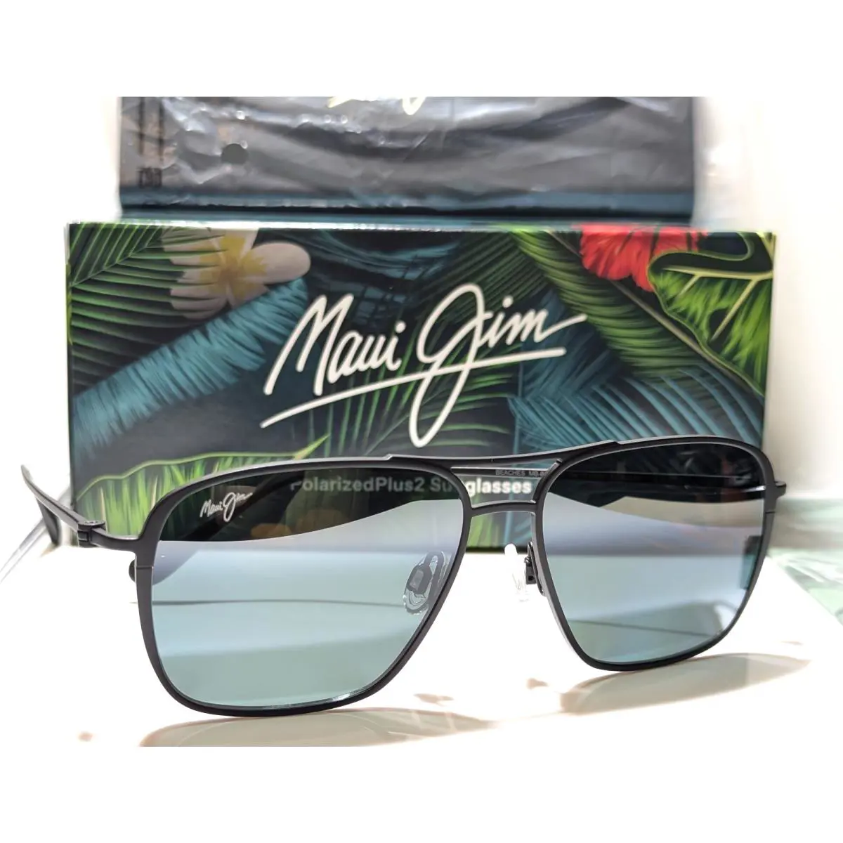 Maui Jim Beaches Black Asian Fit Aviator Polarized Gray Sunglasses MJ541N-2M