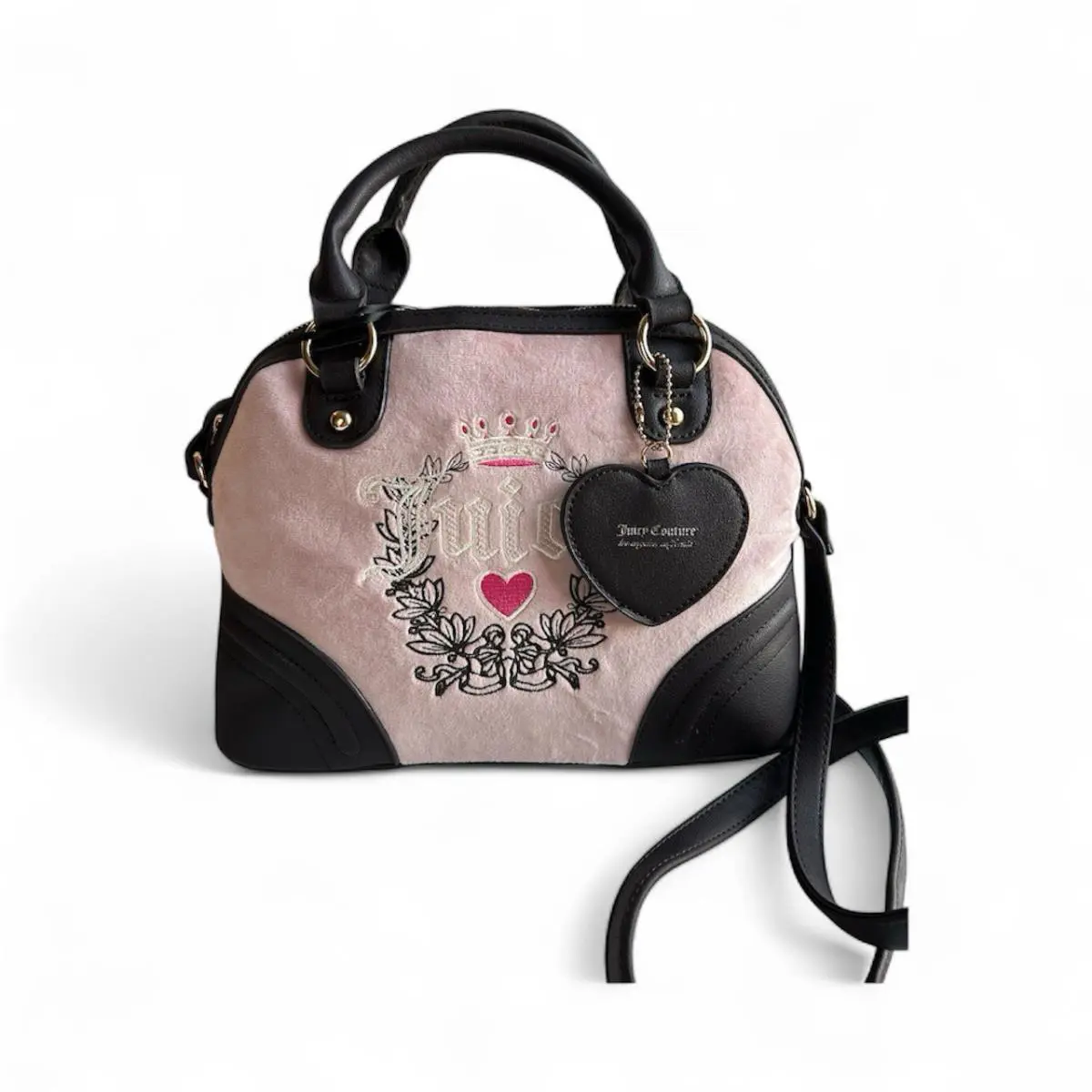 Juicy Couture The Key to Juicy Dome Satchel Crossbody Heart Crystal Pink Logo