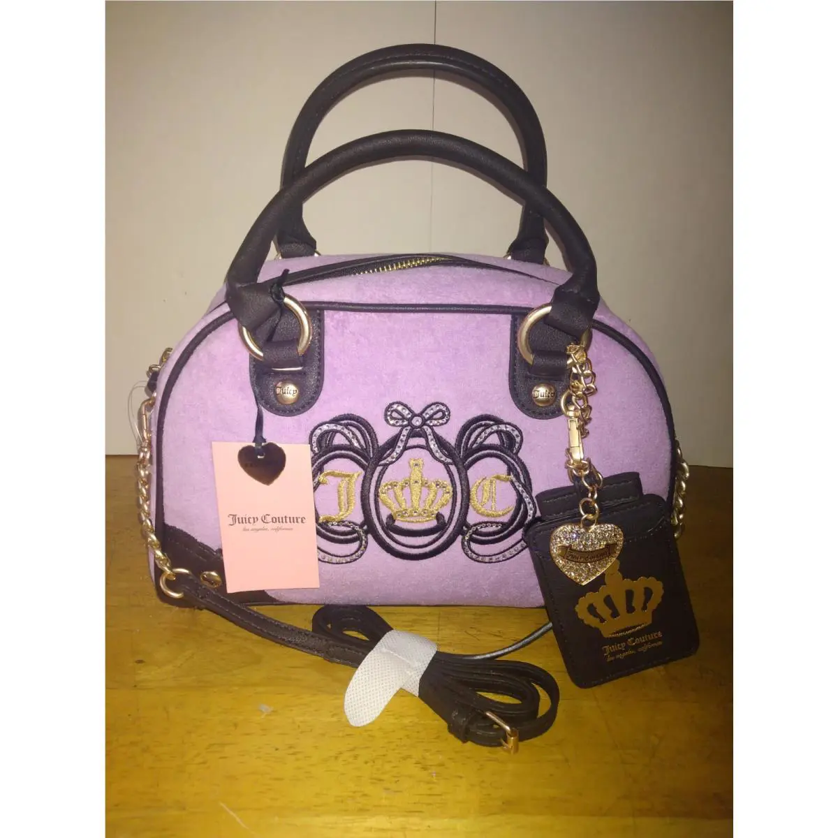 Juicy Couture Juicy Lovers Club Bowler Shoulder Bag Violet Velour Stylish