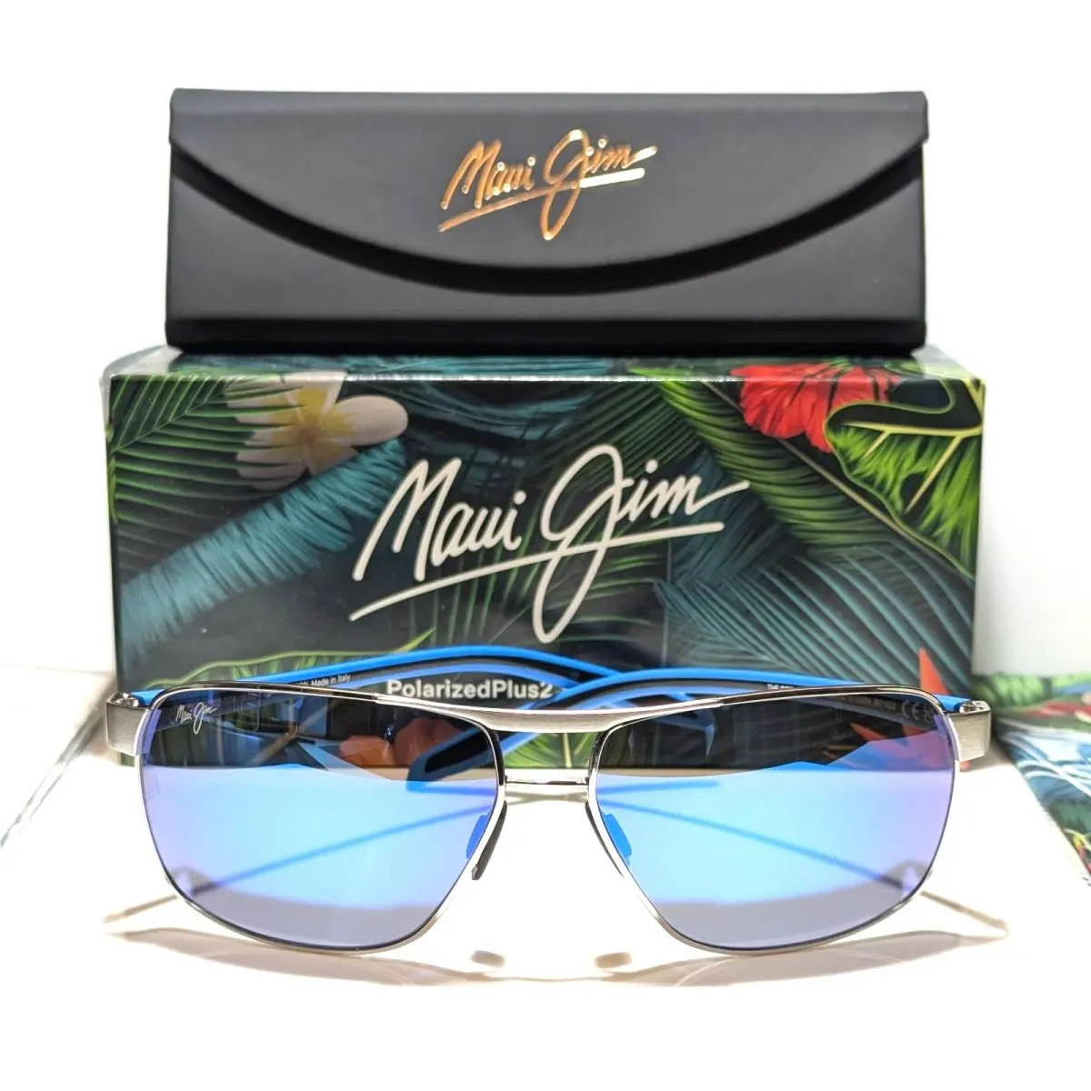Maui Jim The Bird Chrome Aviator Polarized Blue Hawaii Sunglasses B835-17A