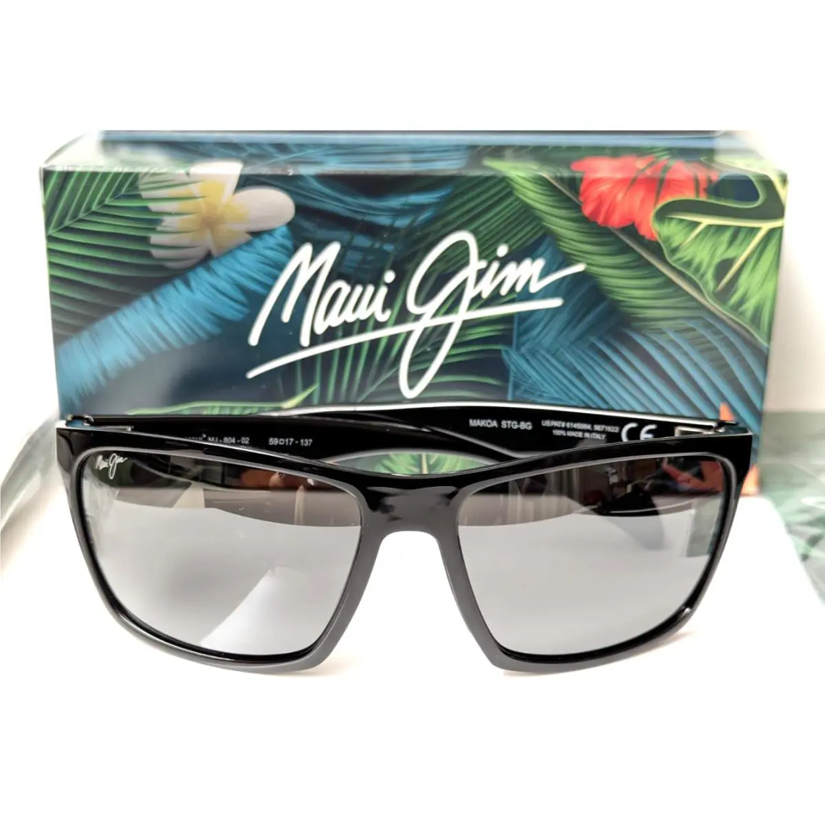 Maui Jim Makoa Black Sport Wrap Polarized Grey Lens Sunglasses 804-02