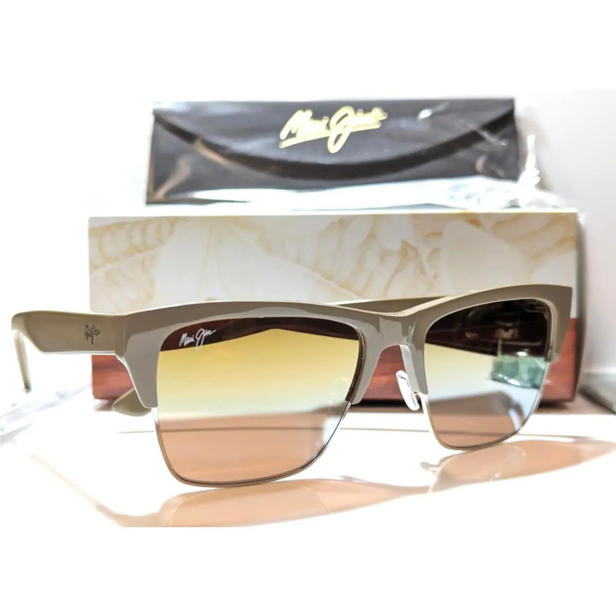 Maui Jim Perico Mink Polarized Dual Mirror Gold Silver Sunglasses MJ853-24F