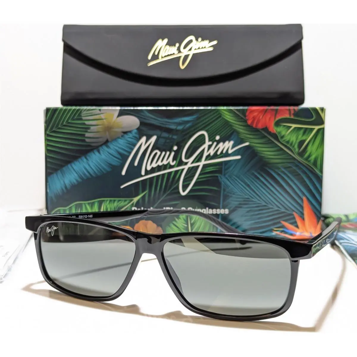 Maui Jim Pulama Black Polarized Neutral Gray Lens Sunglasses MJ618-02