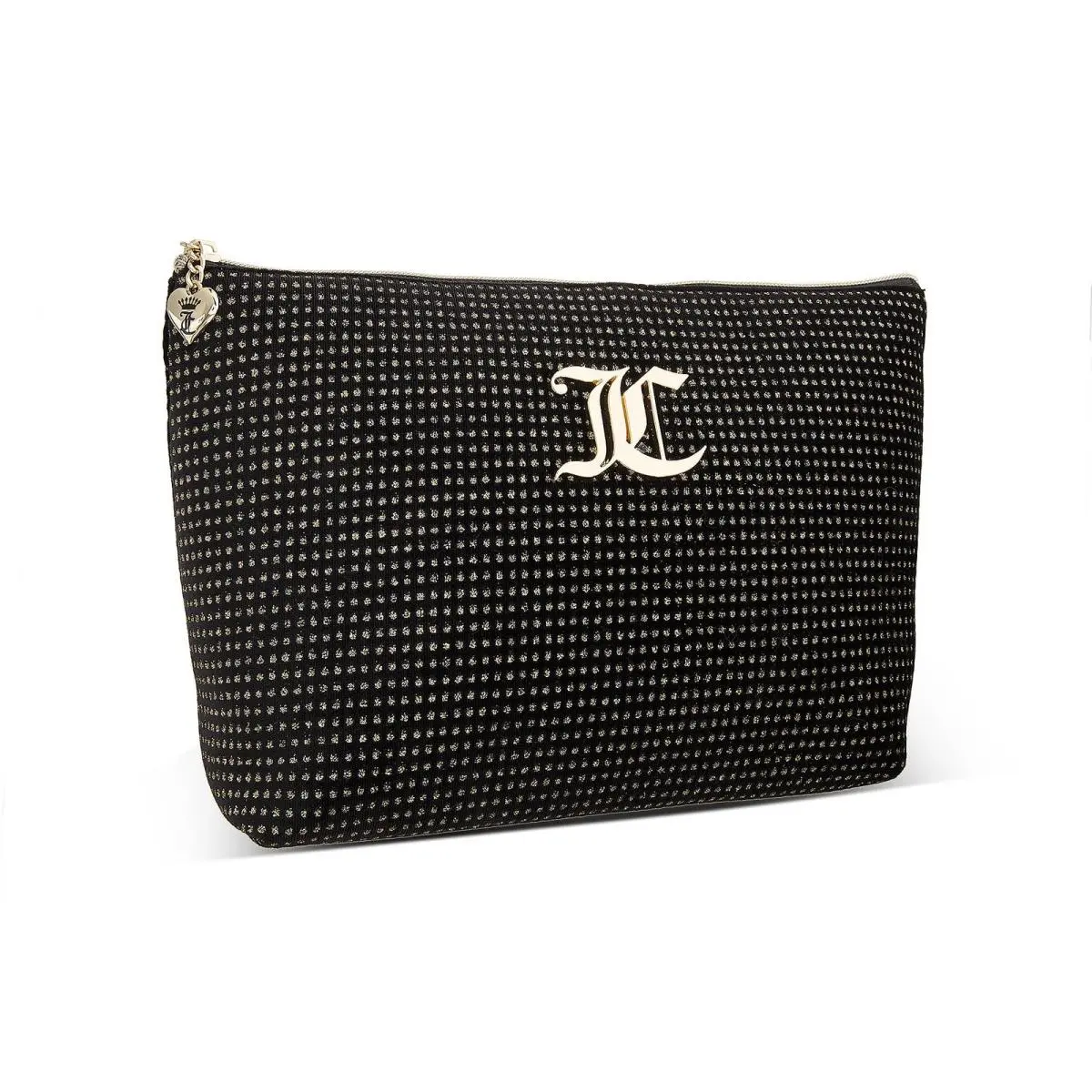 Juicy Couture Black Makeup Bag Cosmetics Organizer Travel Essentials Zip Top