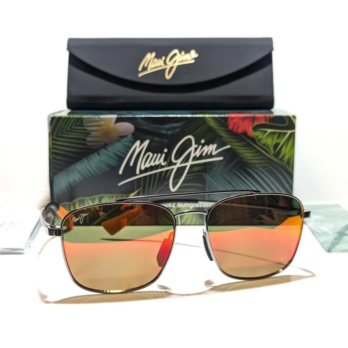 Maui Jim Piwai Asian Fit Ruthenium Polarized Hawaii Lava Sunglasses RM645-17
