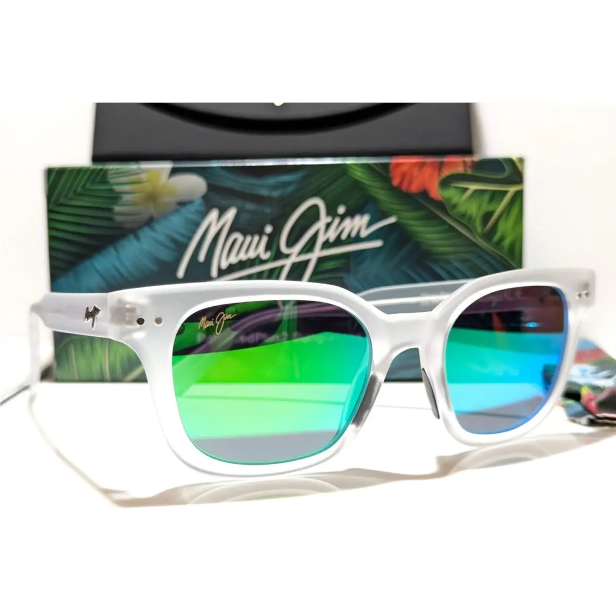 Maui Jim Shore Break Frosted Crystal Polarized Mauigreen Sunglass GM822-05CM