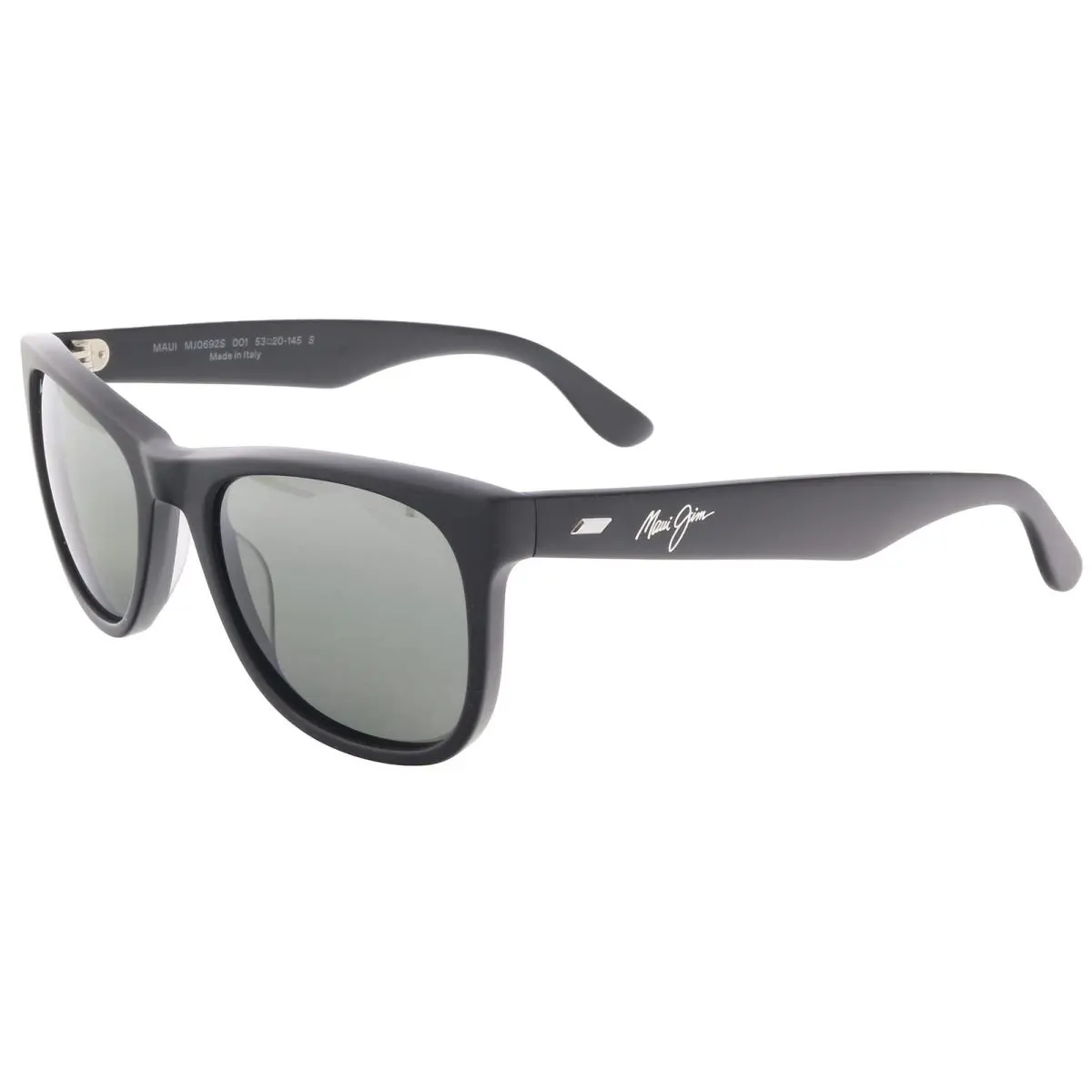 Maui Jim MJ0692S-001 Classic Matte Black Square Sunglasses Grey Polarized
