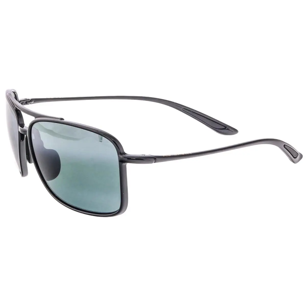 Maui Jim MJ0437S001 Refined Aviator Clarity Black Gloss Navigator Sunglasses - Black, Frame: Black, Lens: Gray